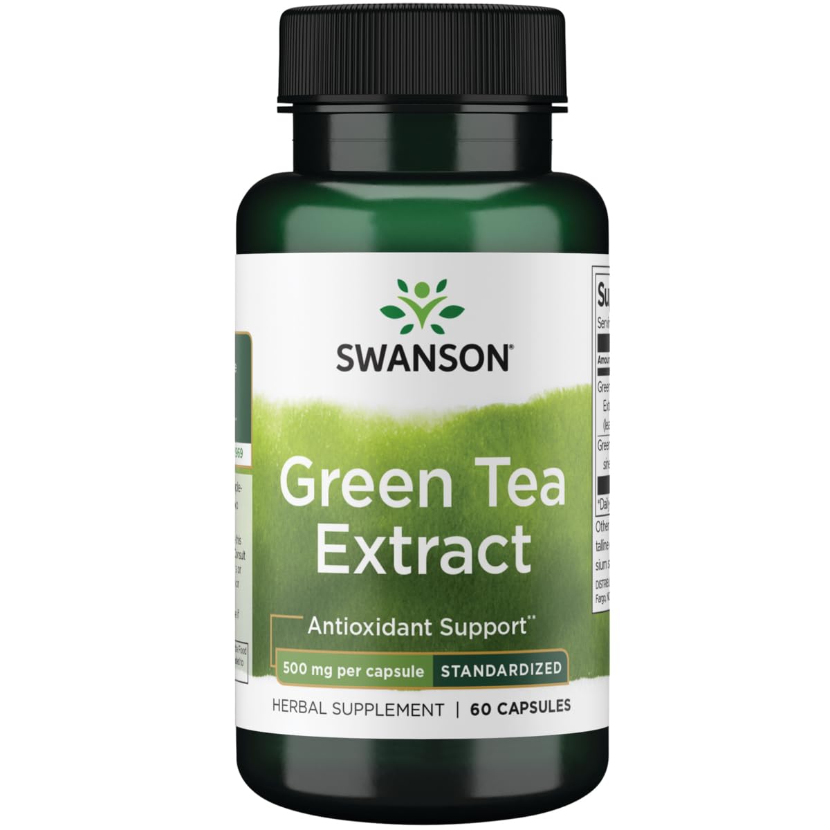 Swanson té verde extracto, bote frontal, apoyo antioxidante para el bienestar diario.
