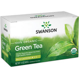 Swanson té verde orgánico en caja de 20 bolsas, listo para infusiones diarias.