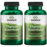 Swanson Thyroid Essentials, botella de cápsulas para apoyo diario tiroides.
