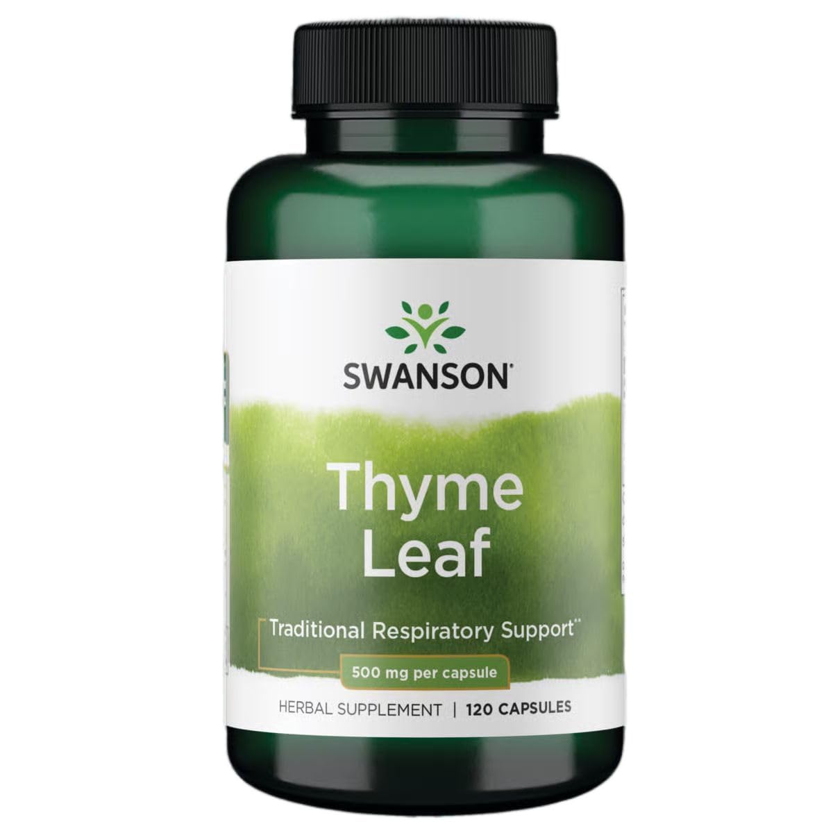 Swanson Tomillo hoja cápsula de 500 mg, posible apoyo respiratorio