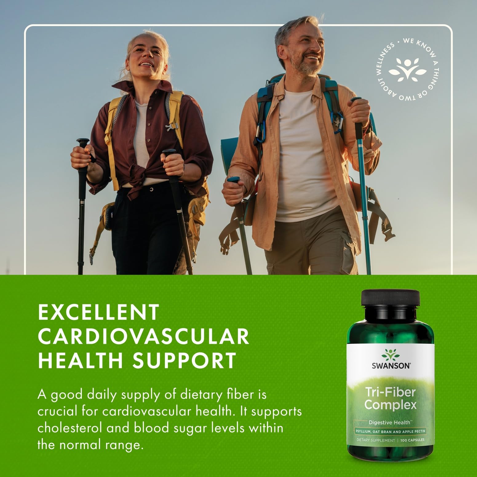 Swanson Tri-Fiber Complex ingredientes: psyllium, avena y pectina.