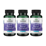 Swanson Triple Boron Complex, botella 3-pack para apoyo óseo y bienestar diario.