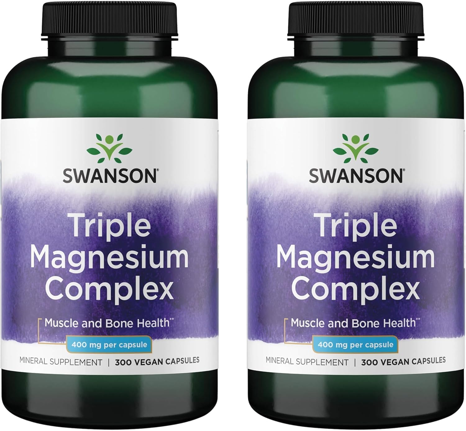 Swanson Triple Magnesium Complex, botella de cápsulas para uso diario y fácil consumo.