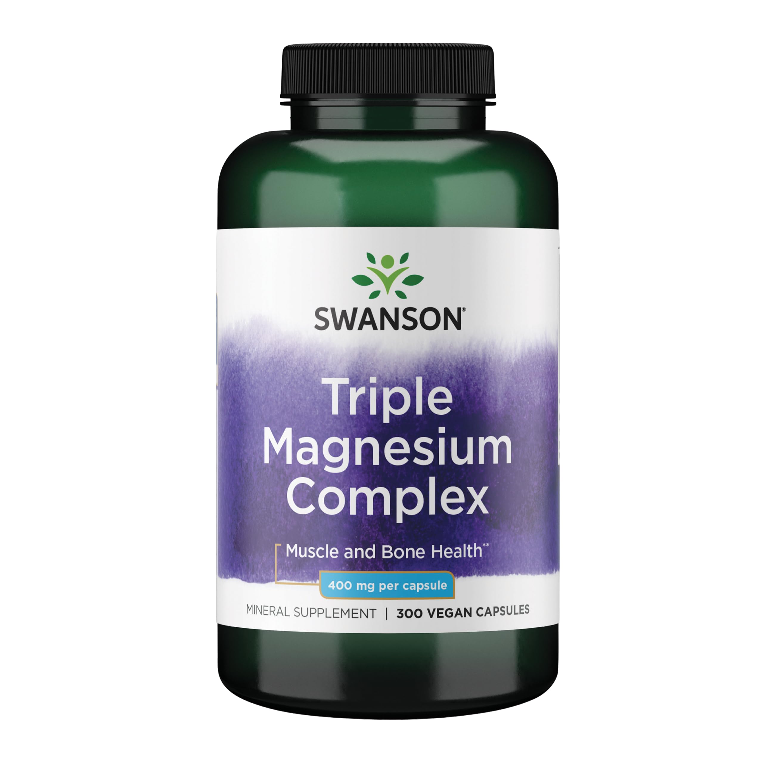Swanson Complejo triple de magnesio — botella frontal, posible apoyo a músculos y nervios.