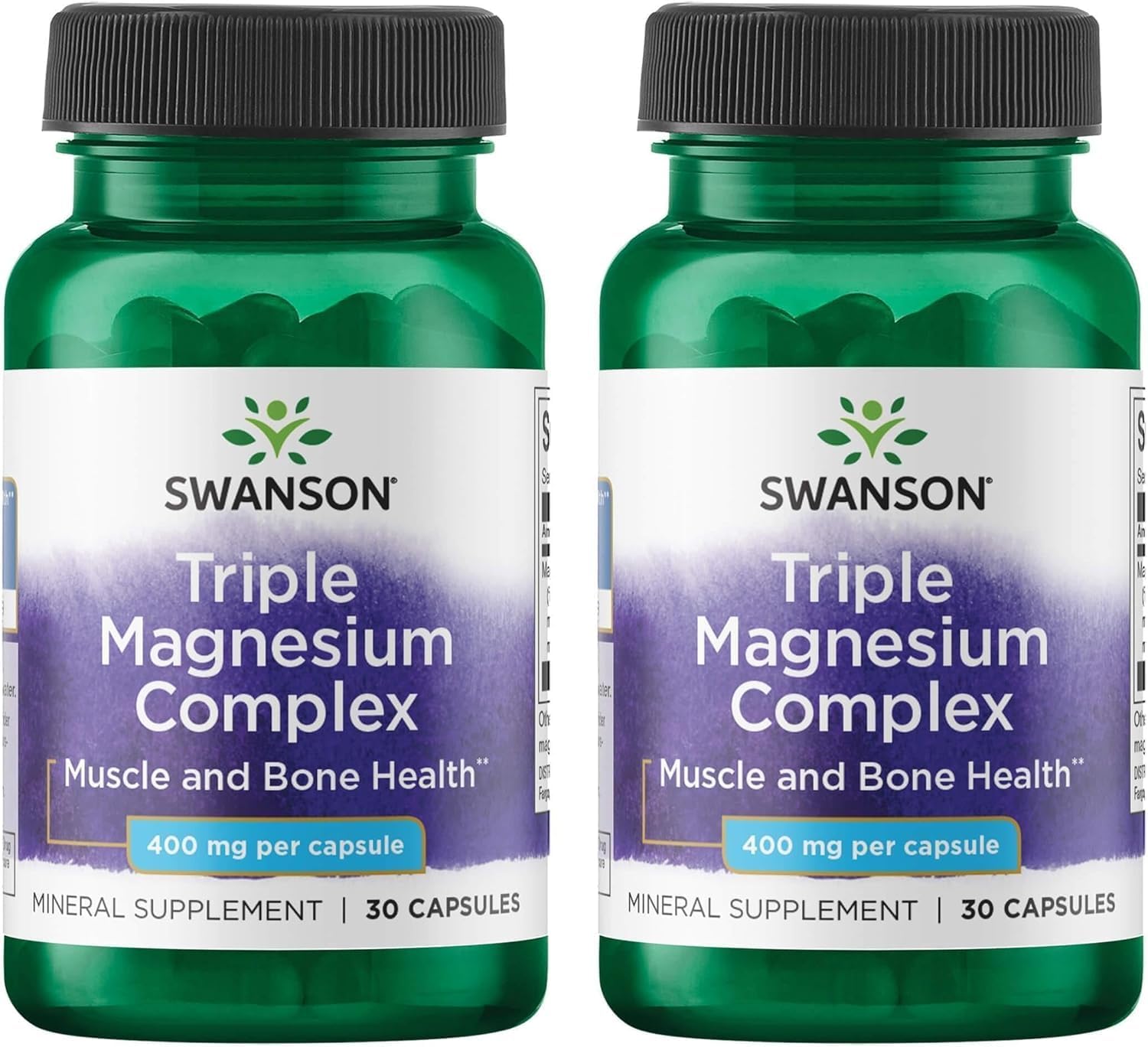 Swanson Triple Magnesium Complex, caja de embalaje, apoyo diario para nervios y músculos.