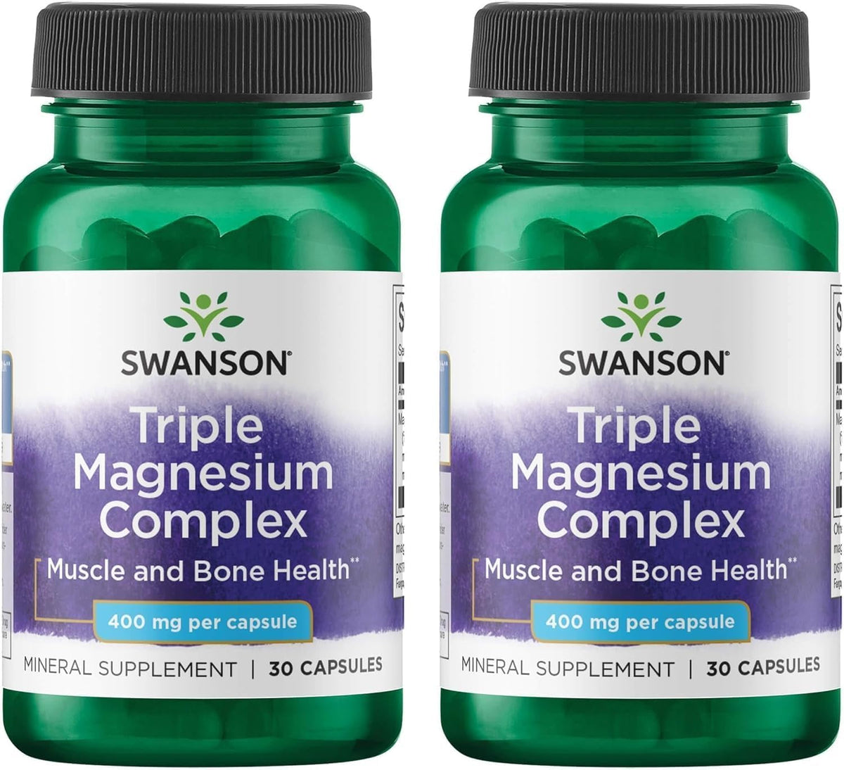 Swanson Triple Magnesium Complex, caja de embalaje, apoyo diario para nervios y músculos.