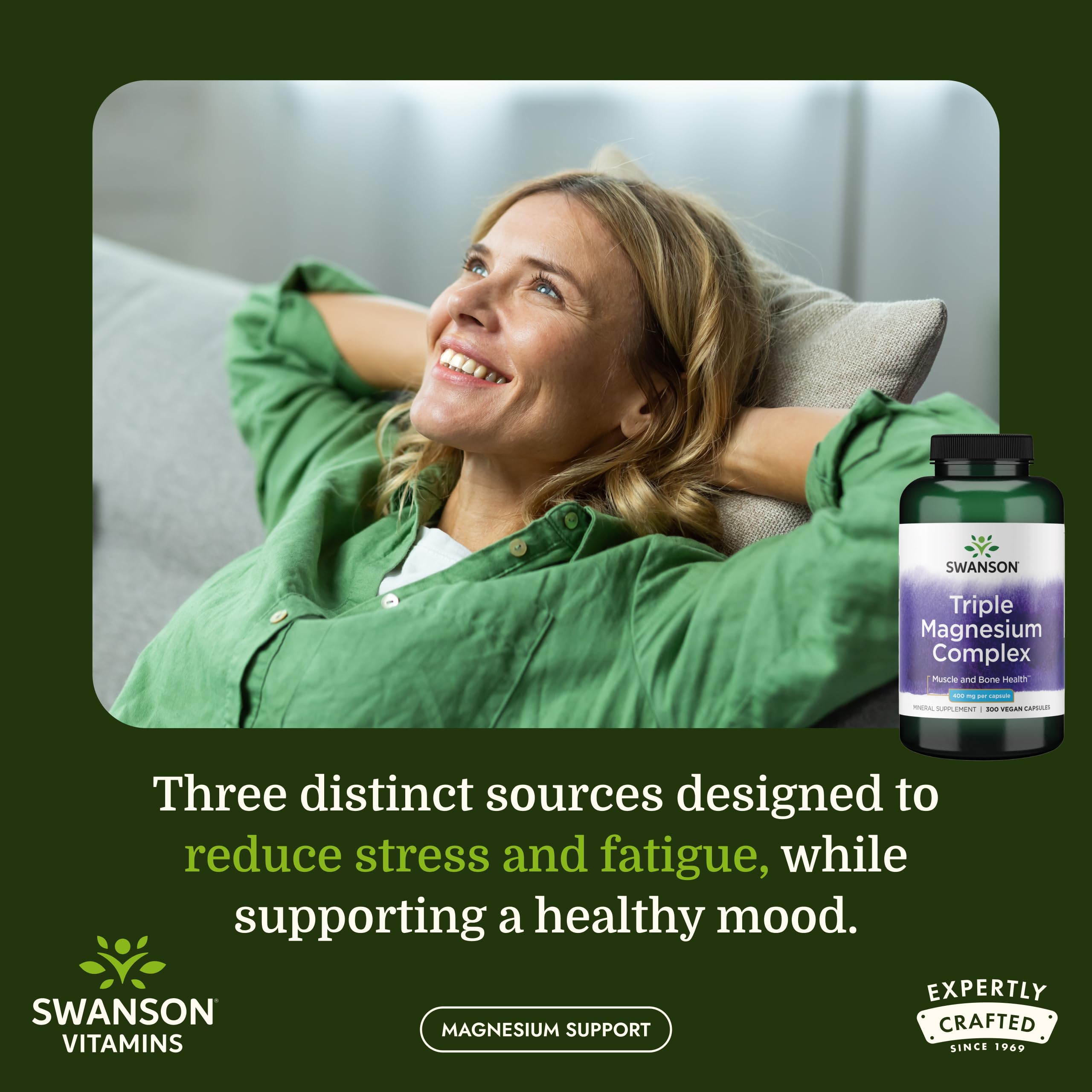 Swanson Complejo triple de magnesio — cápsulas, ingesta diaria fácil y conveniente.
