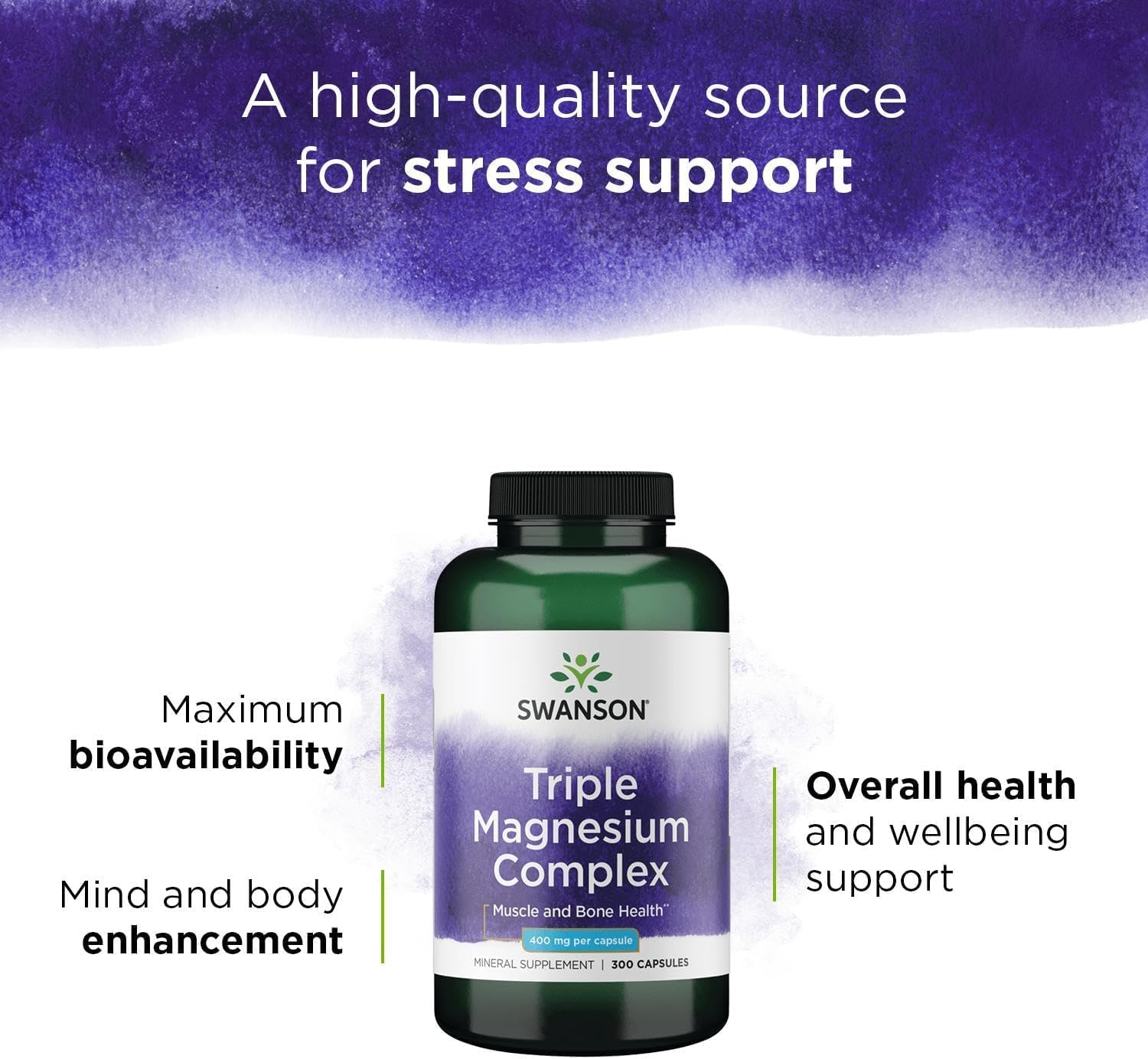 Swanson Triple Magnesium Complex, pack de dos, conveniencia y ahorro para uso sostenido.