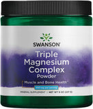 Swanson Triple Magnesium Complex Polvo 8 onzas, frente del envase, posible apoyo a la relajación mental diaria.