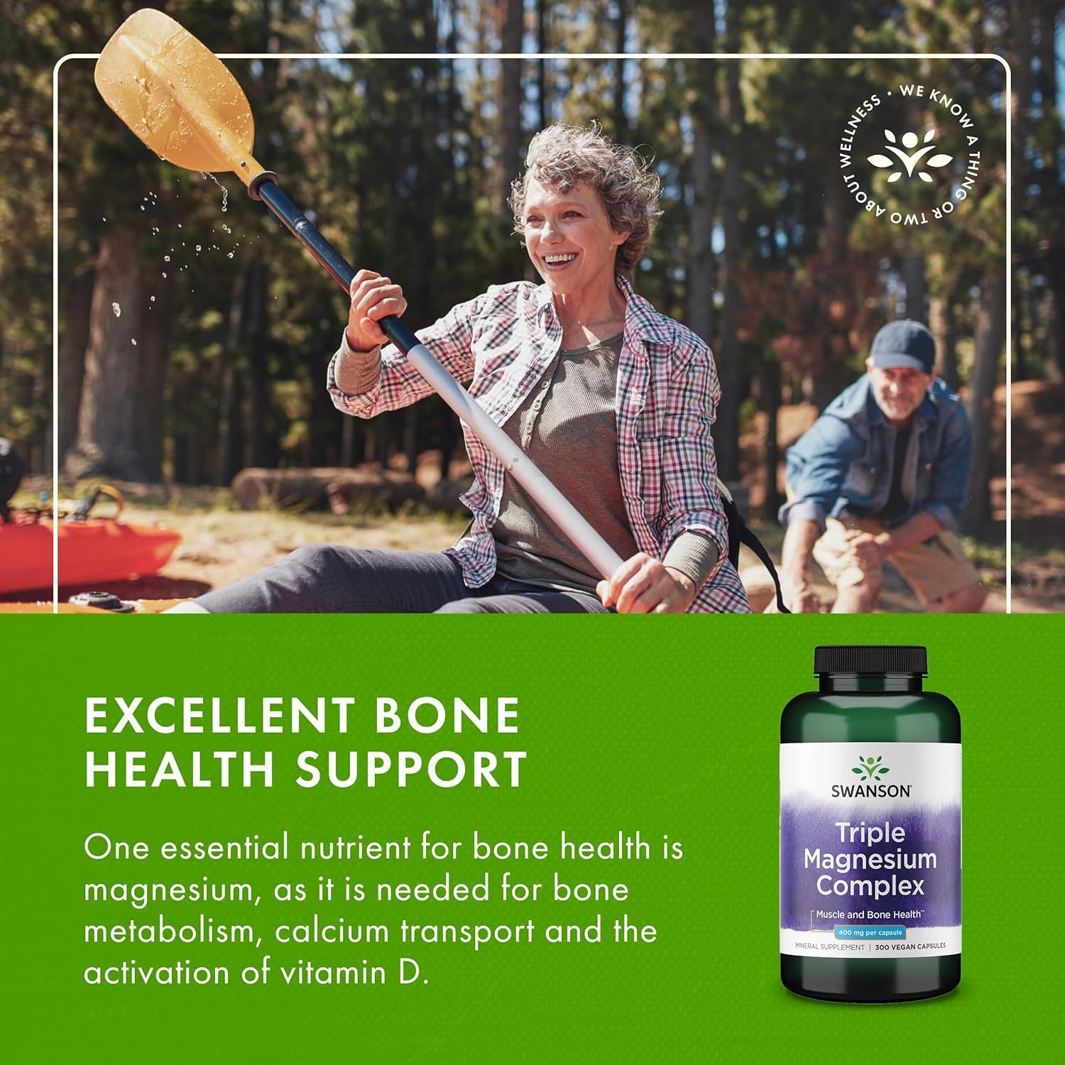 Swanson Triple Magnesium Complex, cápsulas brillantes, apoyo potencial para función muscular diaria.
