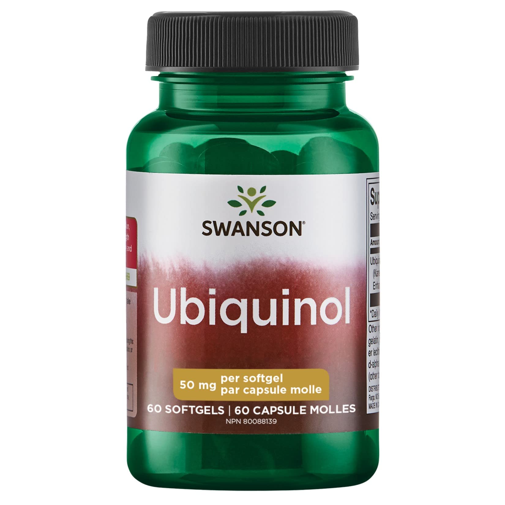 Swanson Ubiquinol 50 mg, botella, impulsa la energia celular.