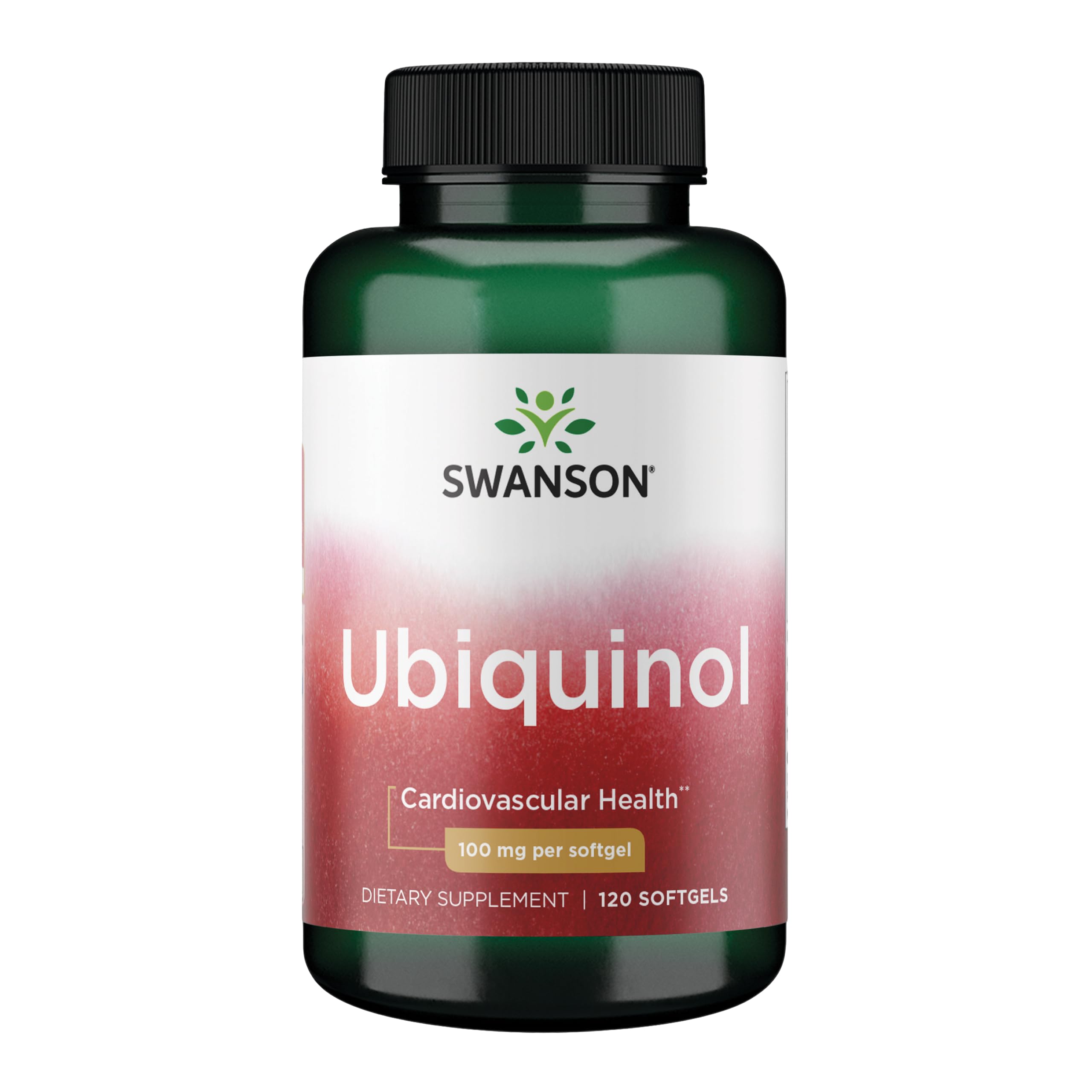 Swanson Ubiquinol: botella frontal con etiqueta, posible apoyo a la energía celular