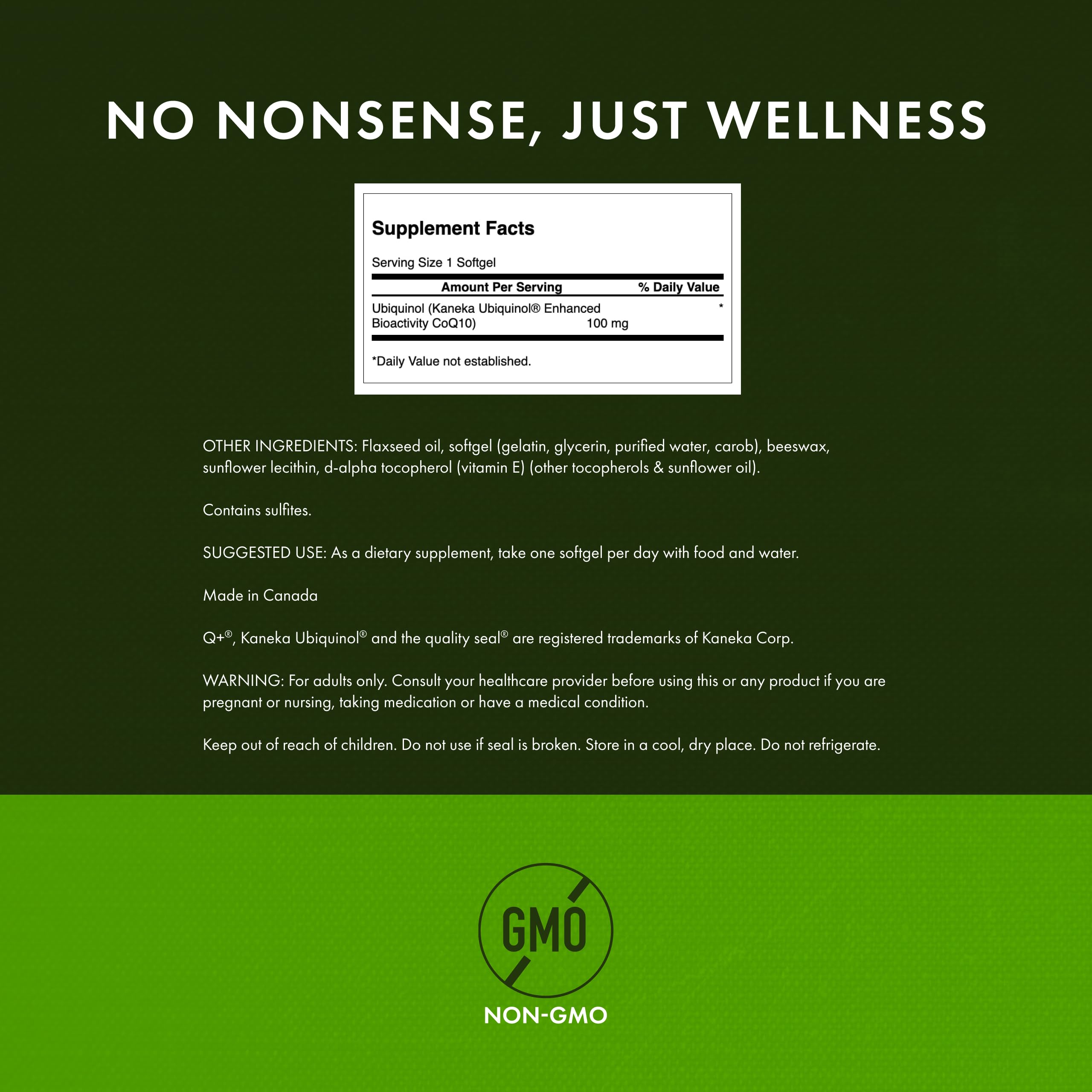 Swanson Ubiquinol: etiqueta legible, fuente Kaneka Nutrients, posible antioxidante