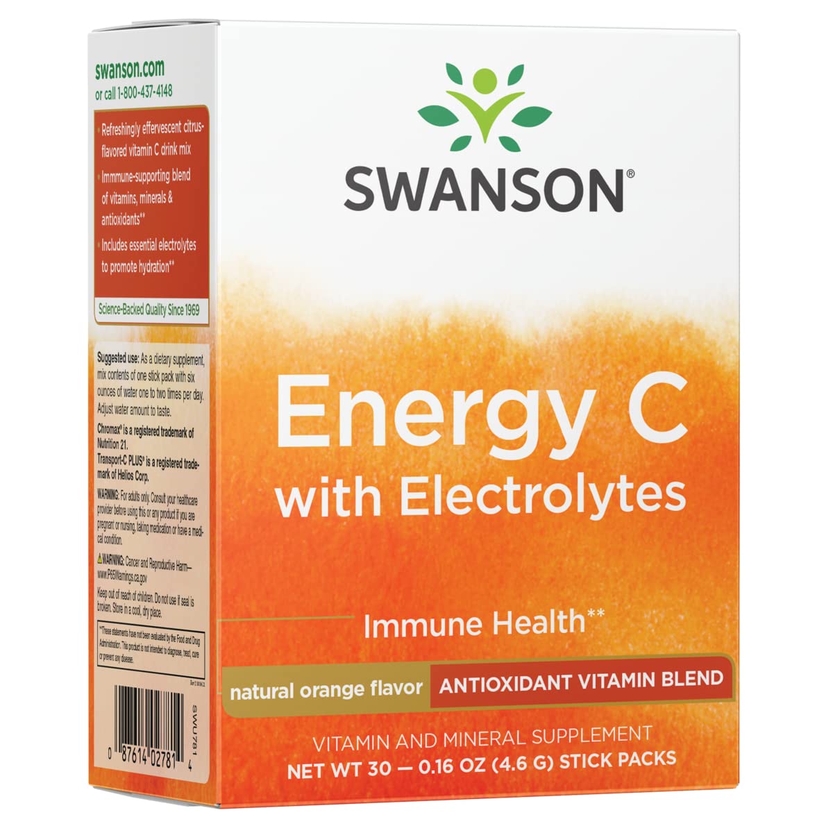Swanson ULT Energy C electrolitos sobres: bebida rápida para hidratación y energía diaria