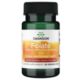 Swanson ULT FOLATE, botella visible, soporte para la salud del corazón y energía diaria.