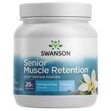 Swanson ULT Senior Muscle RET PD vainilla en lata con 25 g de proteína por porción.