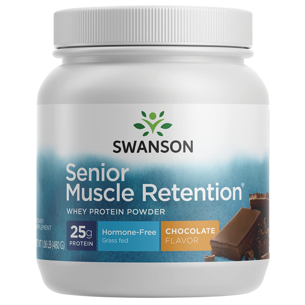 Swanson ULT Senior Muscle RET PD en pote chocolate para apoyo proteico diario
