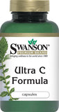 Swanson Ultra C Formula 250 cápsulas etiqueta frontal, facilita reconocimiento de ingredientes beneficiosos
