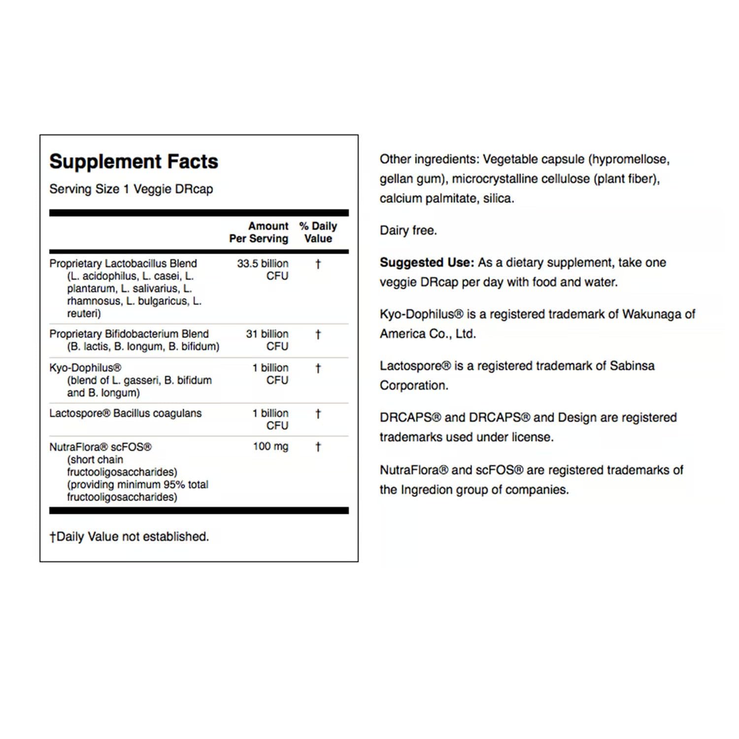 Swanson Ultra Probiotic etiqueta nutricional, datos claros para decisiones informadas.