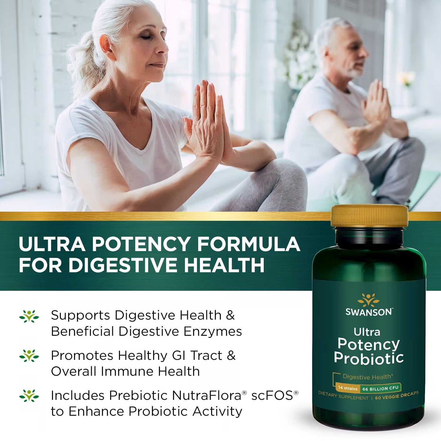 Swanson Ultra Probiotic salud digestiva y bienestar general.