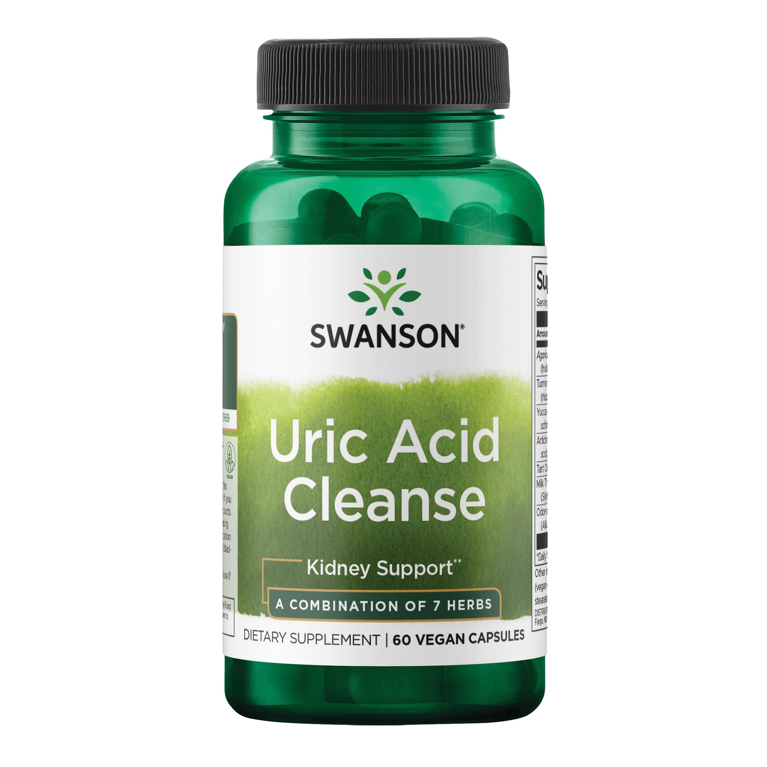 Swanson Uric Acid Cleanse: botella para apoyo renal diario.