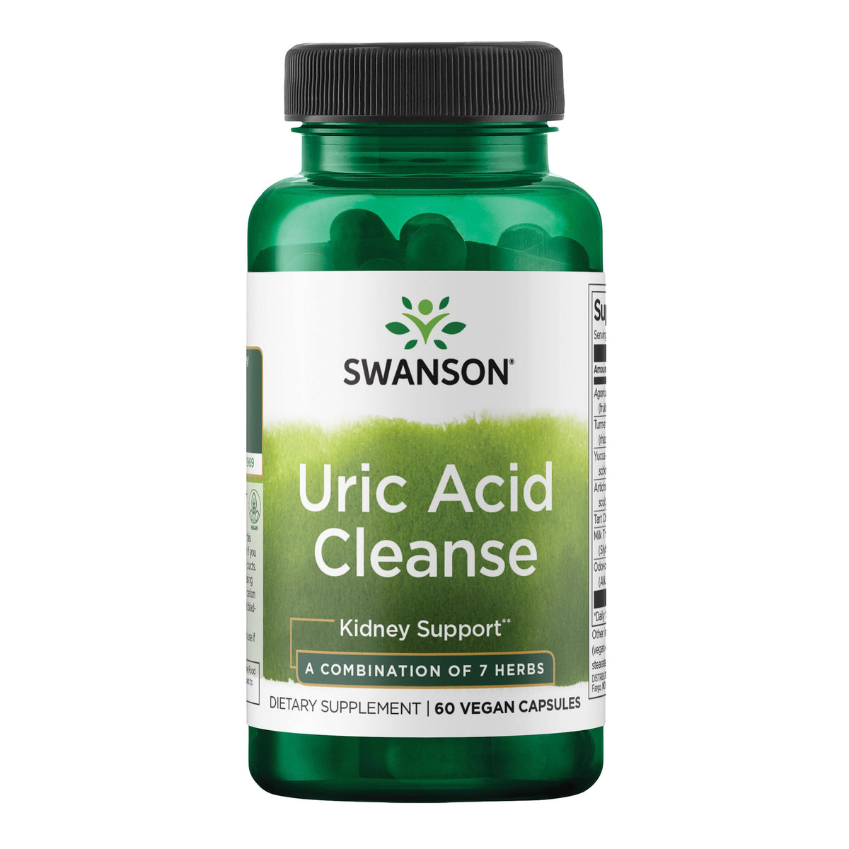 Swanson Uric Acid Cleanse: botella para apoyo renal diario.