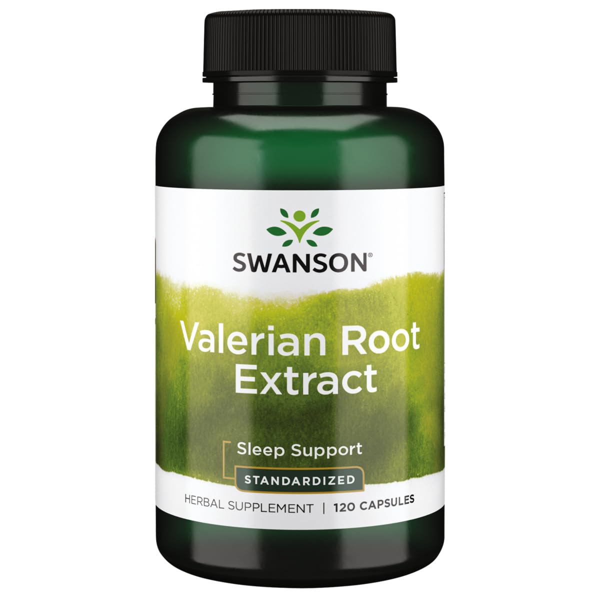 Swanson Valeriana, botella de cápsulas; apoyo a la relajación y bienestar nocturno