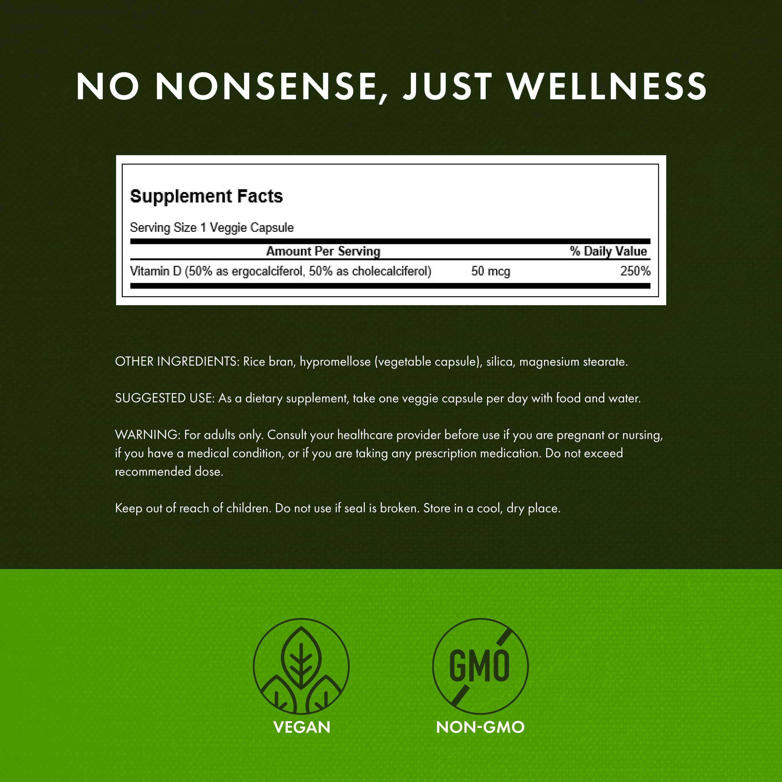 Cápsulas vegetales de Swanson Vitamin D Complex aptas para vegetarianos.