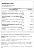 Swanson Vitamina B-Complejo de Alimentos Reales: etiqueta transparente para conocer ingredientes.