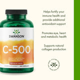 Swanson Vitamina C 500, empaque en caja para revisar ingredientes.