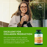 Swanson Vitamina C 500, ingredientes con rosas mosqueta para nutrición diaria.