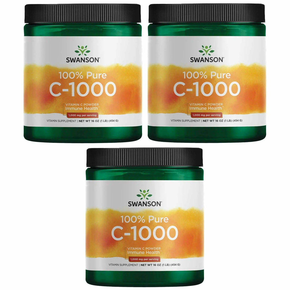 Swanson Vitamina C en polvo foco polvo ascórbico puro, apoyo antioxidante diario.