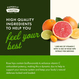Swanson Vitamina C con Rosa Mosqueta tabla nutricional visible para planificación.