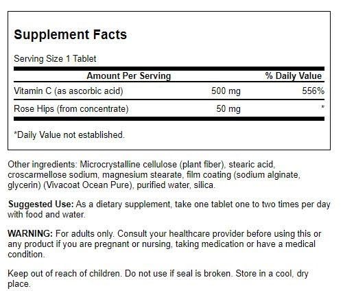 Swanson Vitamina C y rosa mosqueta: dosis diaria para apoyar piel y salud.