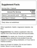 Swanson Vitamina C con rosa mosqueta, etiqueta visible, uso diario recomendado.
