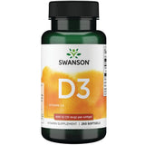 Swanson Vitamina D3 400 UI, cápsulas, apoyo para la salud ósea.