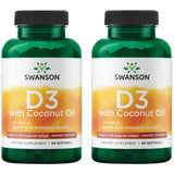 Swanson Vitamina D-3 con Coco, cápsulas, favorece salud ósea e inmune.