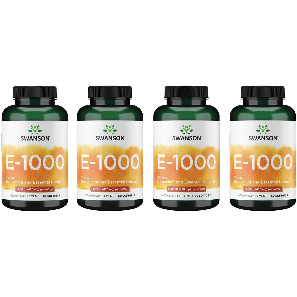 Swanson Vitamina E 1000 UI, cápsulas blandas, apoyo antioxidante diario y salud cardiovascular.