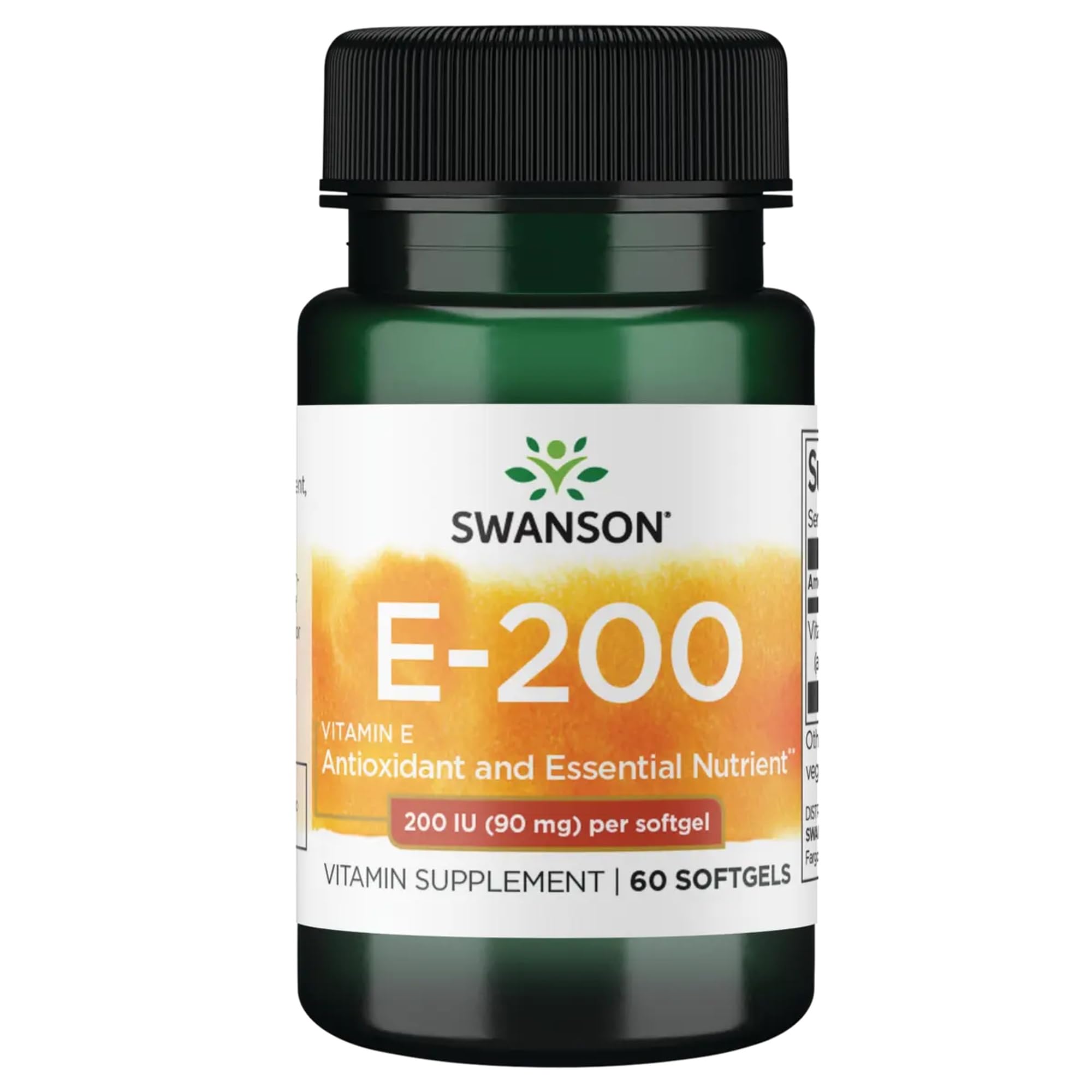 Swanson Vitamina E 200 UI, botella de 60 cápsulas blandas para uso diario
