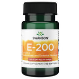 Swanson Vitamina E 200 UI, botella de 60 cápsulas blandas para uso diario