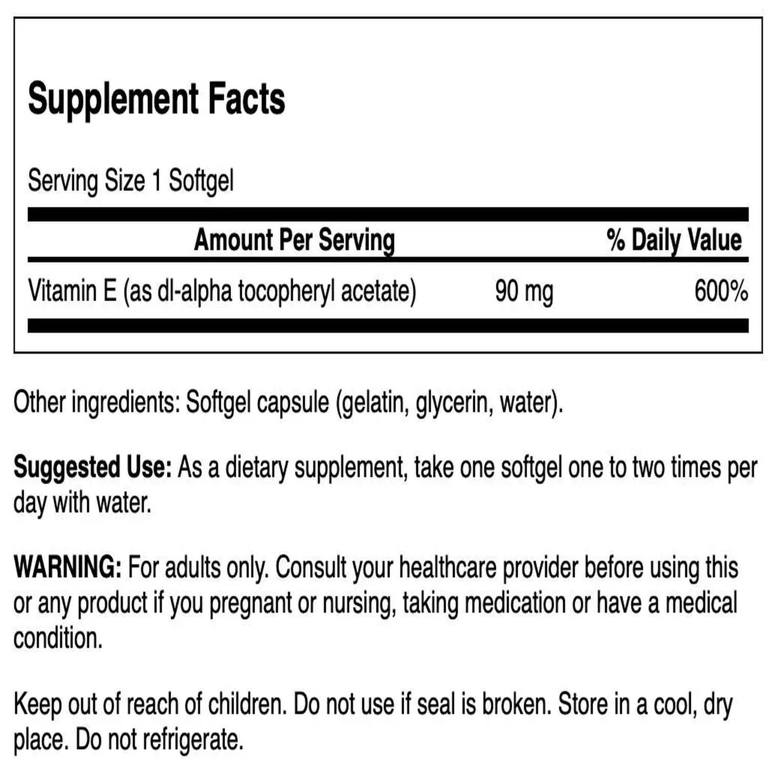 Swanson Vitamina E 200 UI, cápsulas blandas brillantes para trago fácil