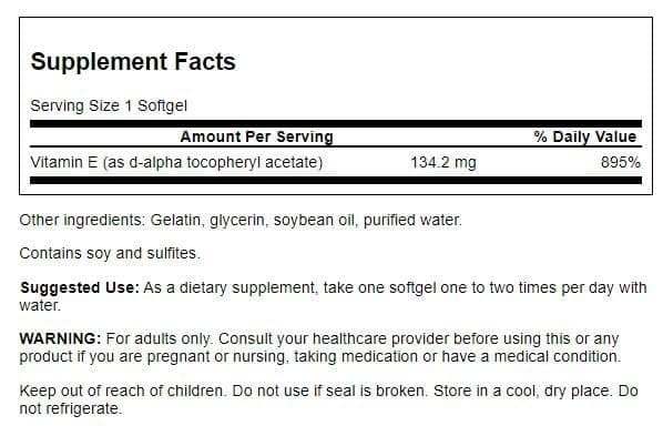 Swanson Vitamina E cápsulas blandas, protección antioxidante para tejidos.