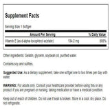 Etiqueta de Swanson Vitamina E con fórmula natural