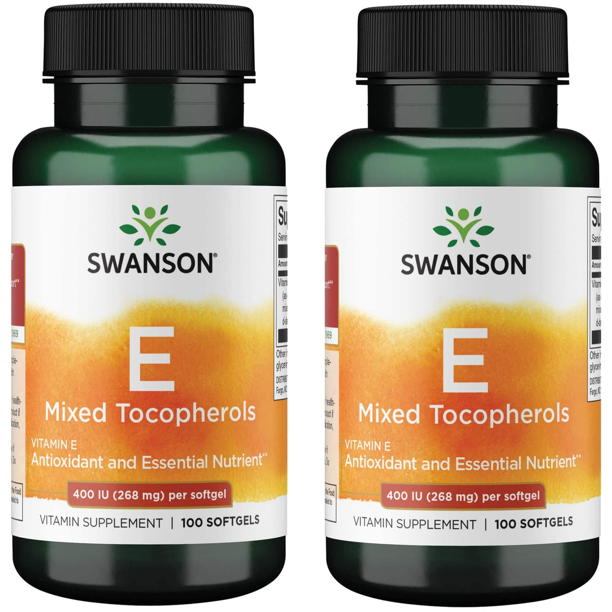 Swanson Vitamina E, mezcla de tocoferoles en botella para apoyo antioxidante diario.