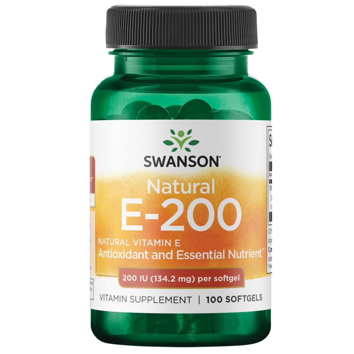 Swanson Vitamina E natural, botella de cápsulas: posible apoyo al bienestar diario