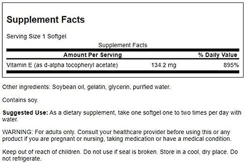 Swanson Vitamina E natural, etiqueta del frasco: posible beneficio para la salud general