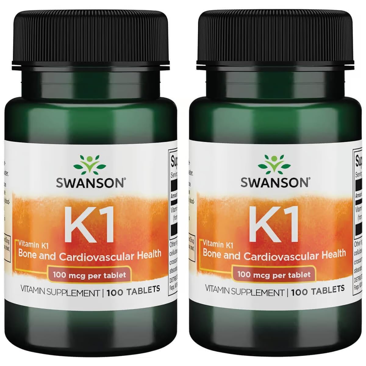 Swanson Vitamina K-1 100 mcg, frasco de tabletas, apoya la coagulación normal y la salud ósea.