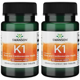 Swanson Vitamina K-1 100 mcg, frasco de tabletas, apoya la coagulación normal y la salud ósea.