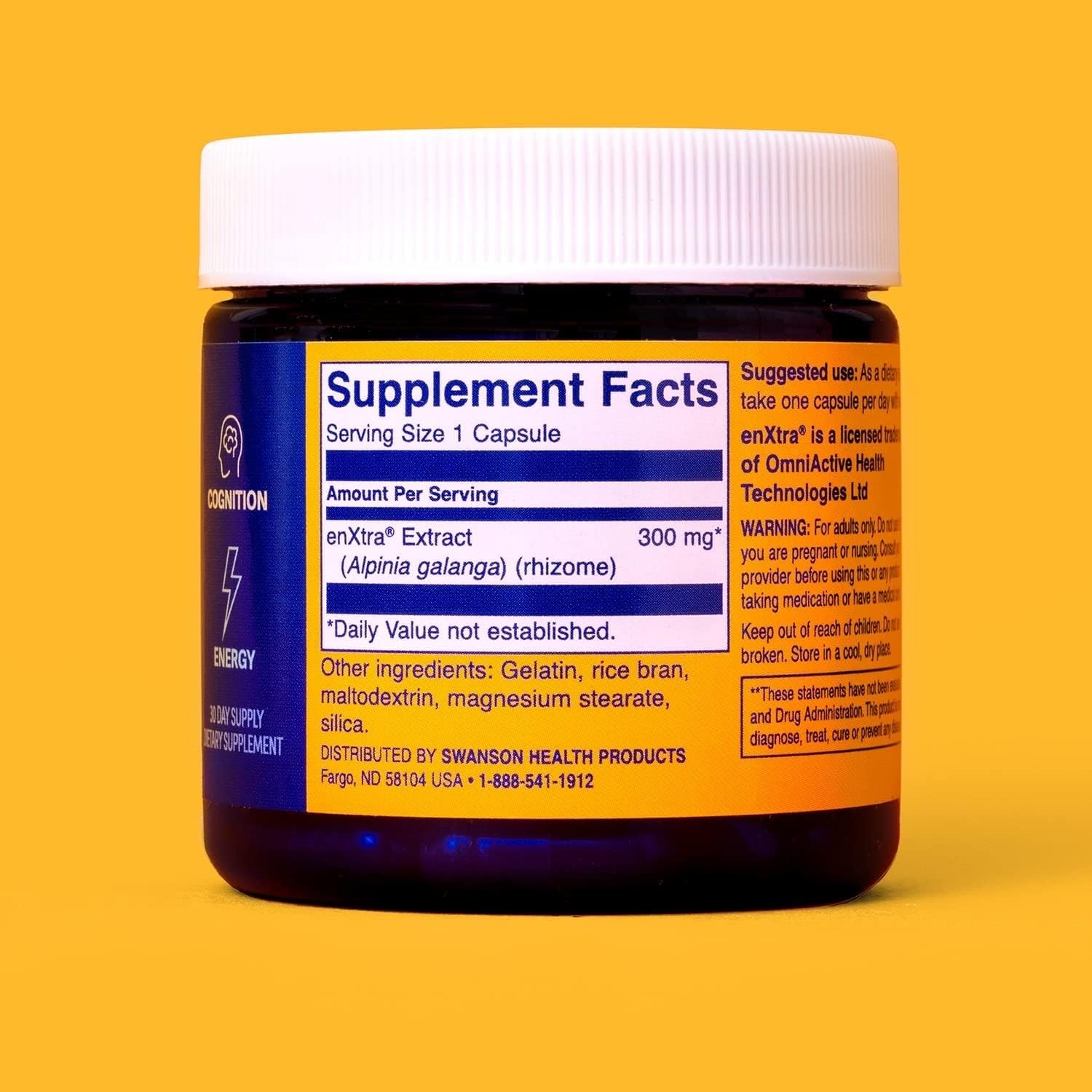 Swanson WIO enXtra Alpinia Galanga 300 mg: apoyo cognitivo para concentración