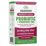 Swanson WMN Daily Probio PREB FOS, botella de cápsulas para apoyar salud intestinal.